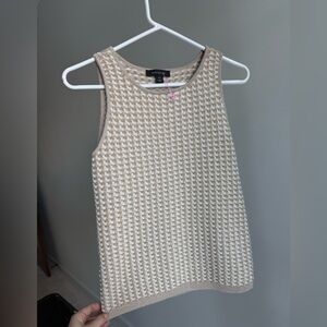 Ann Taylor Beige and White Knit Tank Top